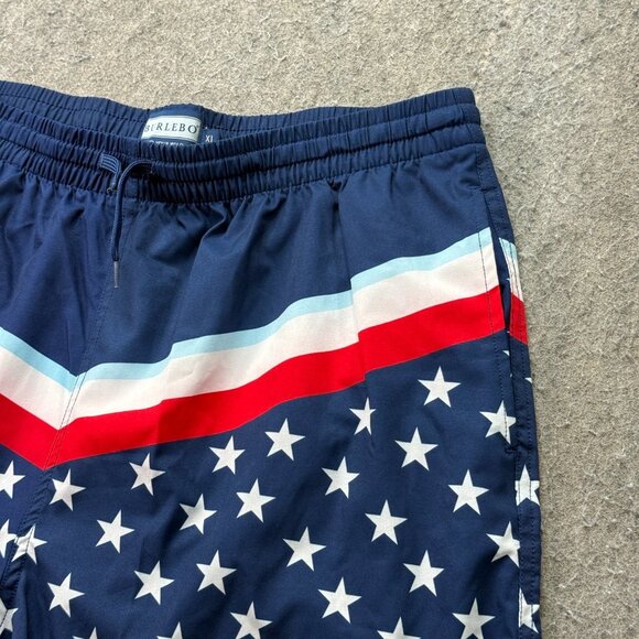 Burlebo Swim Trunks Men XL Blue White Red Patriotic Flag Print Stretch 7" - Picture 3 of 16